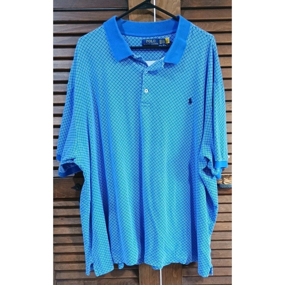 Ralph Lauren Polo Shirt Mens‎ 3XB Blue Diamond  Short Sleeve Casual Golf